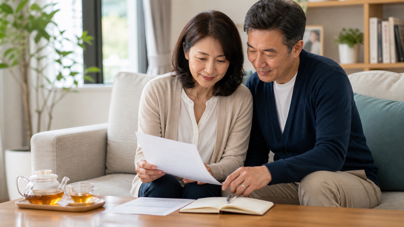Couple reviewing critical illness coverage during financial planning