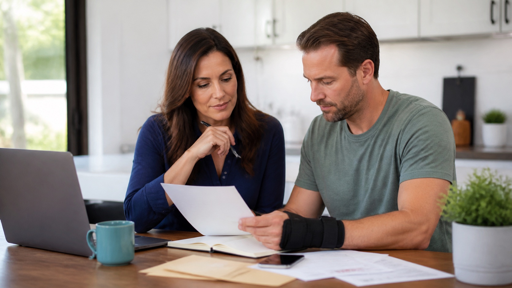 Household reviewing income protection and monthly expenses